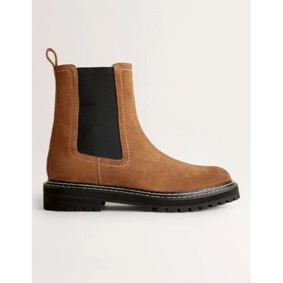 *Boden Chelsea Boots Womens Size 6 Brown Leather Chunky Fishermancore Streetwear